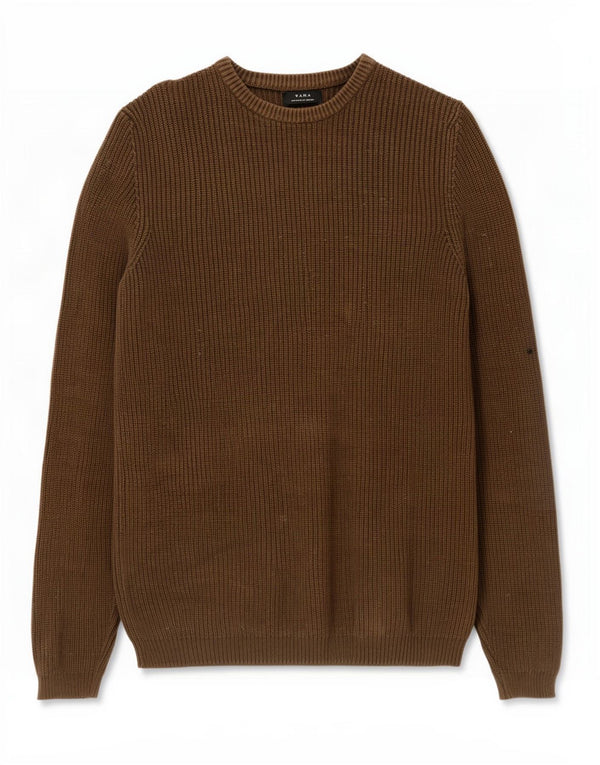 Zara Herre trøjetrøje med rund hals Medium Khaki Bomuld
