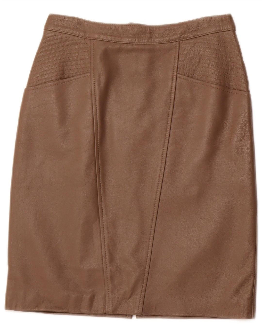 VINTAGE Højtaljet lædernederdel til kvinder IT 42 Medium W26 Brunt læder