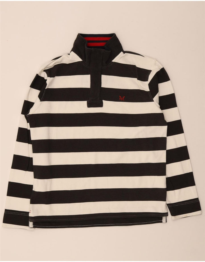 Besætningstøj Herre Zip Neck Sweatshirt Jumper Medium Sort Stribet Bomuld