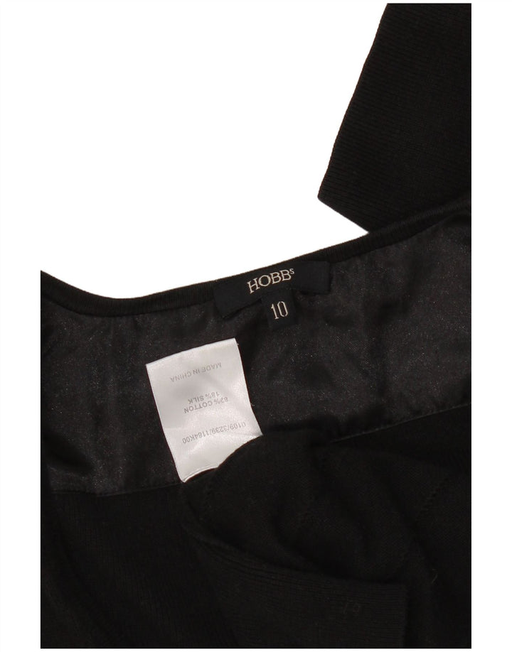 Hobbs Womens Front Tie Cardigan Sweater UK 10 Small Black Bomuld