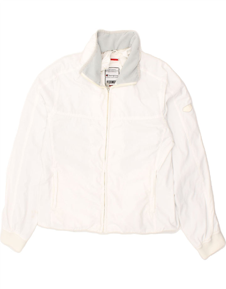 CHAMPION Womens Hooded Tracksuit Top Jacket UK 14 Medium White Vintage Champion and Second-Hand Champion from Messina Hembry 