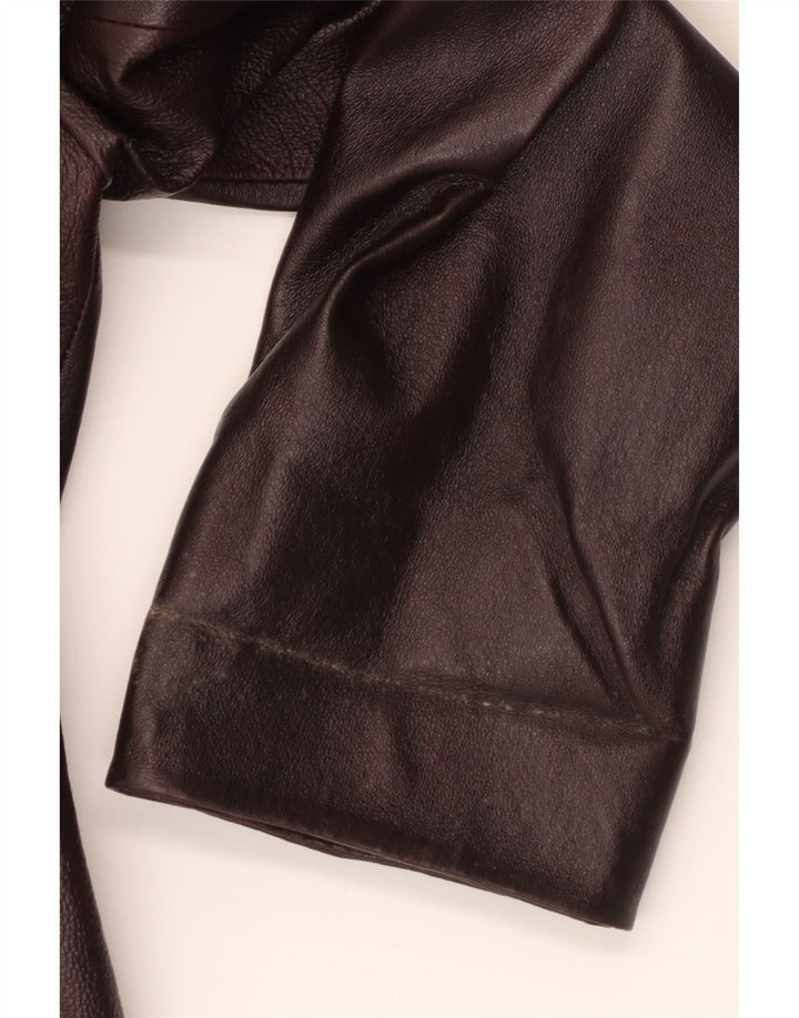 Vintage dame 3-knaps læder blazerjakke UK 22 3XL Burgundy læder