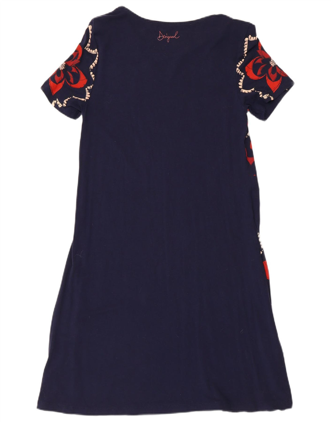 DESIGUAL Kvinder A-Line Kjole UK 8 Small Navy Blue Floral Viscose