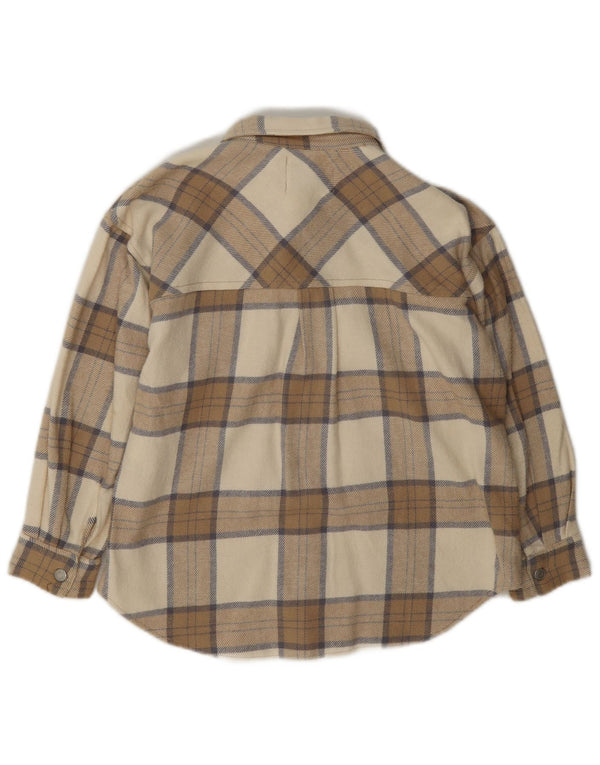 Zara Girls Overshirt Flanellskjorte 8-9 år Beige ternet bomuld