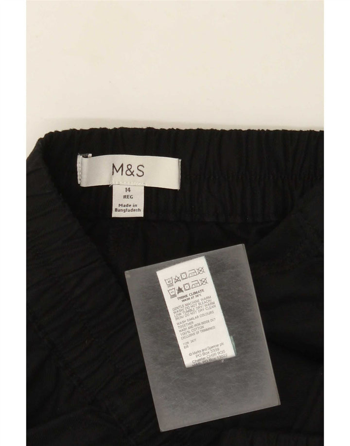 Marks & Spencer Womens Cropped Trousers UK 14 Medium W30 L26 Black