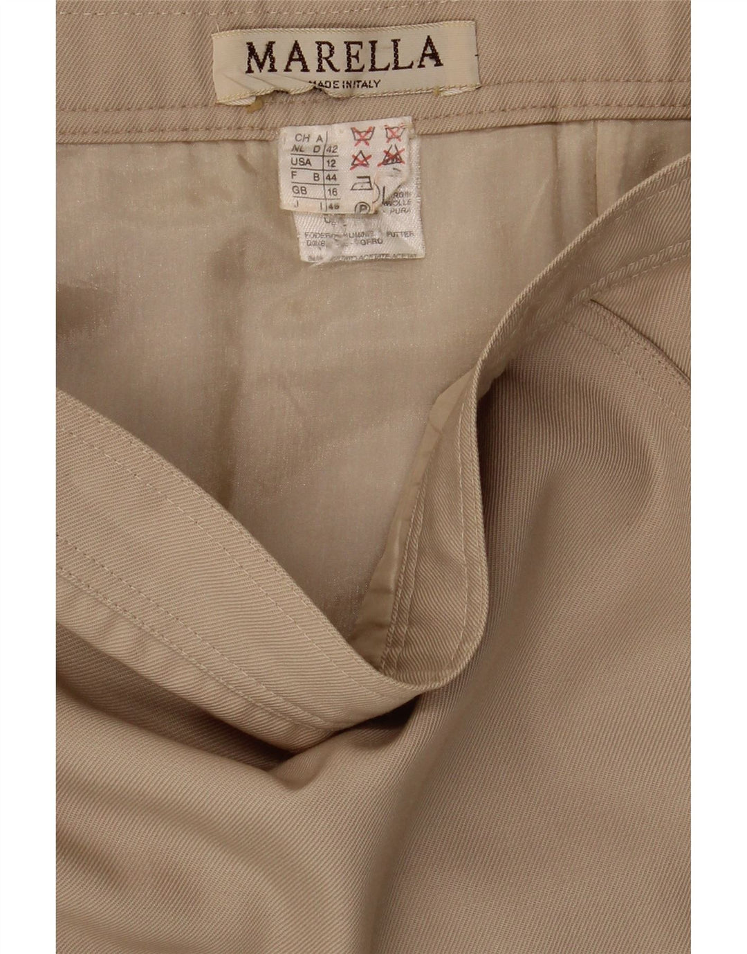 Marella Womens Pencil Skirt UK 16 Large W30 Beige Wool