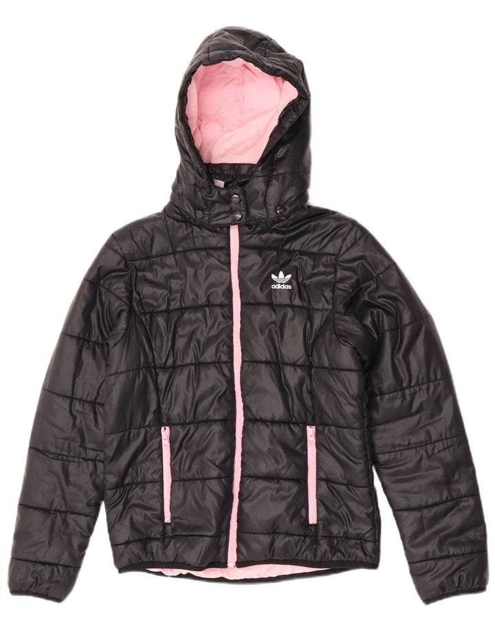 Adidas Piger Polstret Hættejakke 11-12 År Sort Polyester