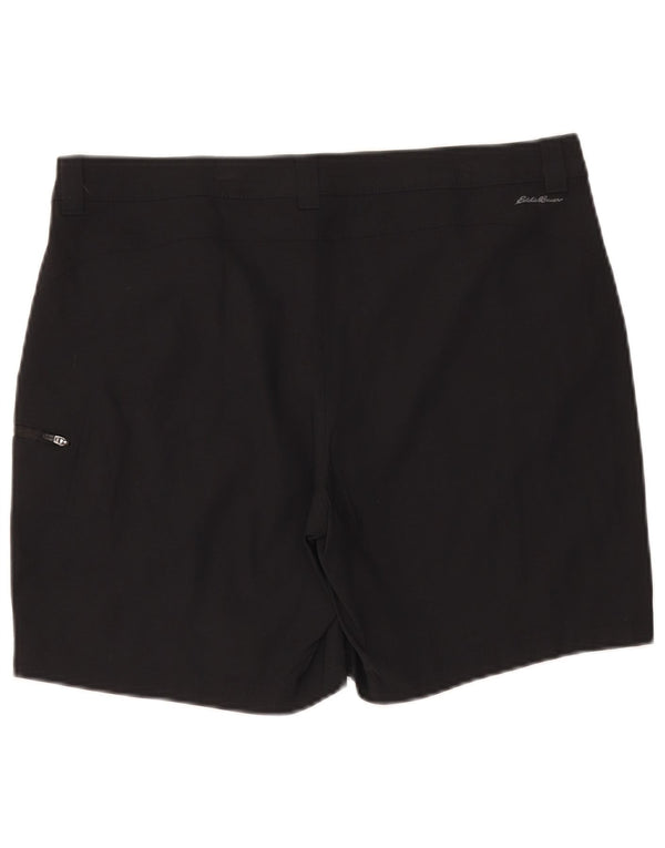 Eddie Bauer kvinders højtaljede cargo shorts US 14 XL W36 sort nylon
