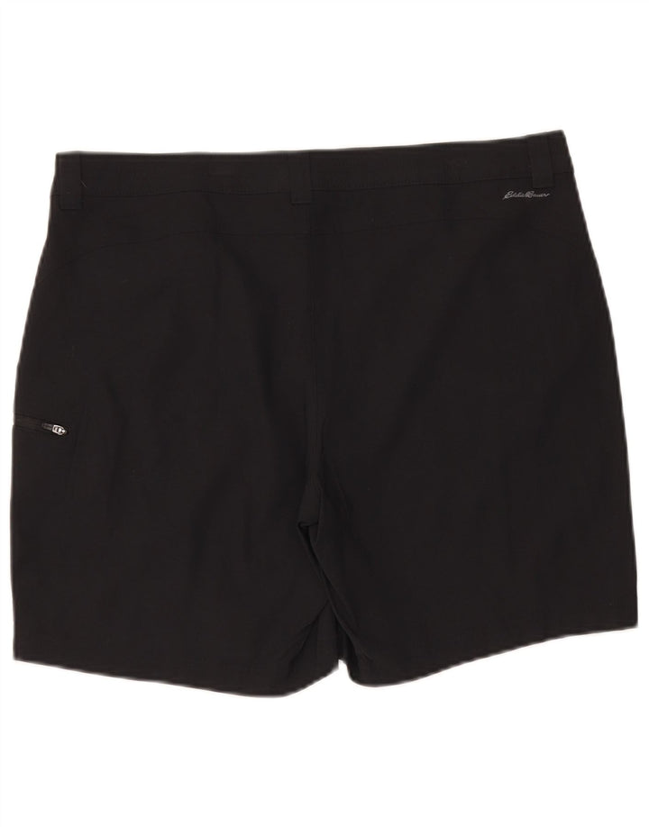 Eddie Bauer kvinders højtaljede cargo shorts US 14 XL W36 sort nylon