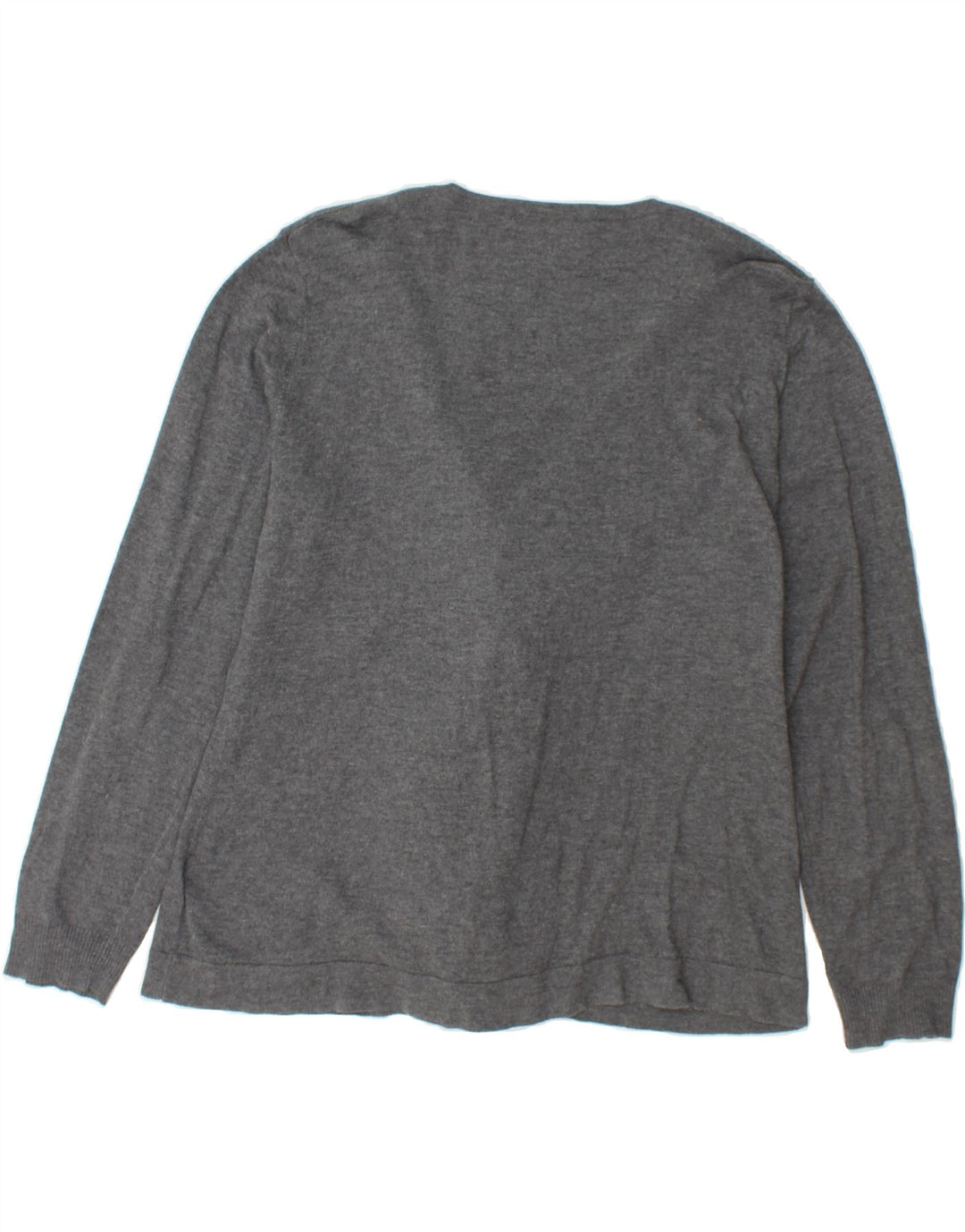 DKNY Womens Ruffle Front Cardigan Sweater UK 18 XL Grey Cotton Vintage Dkny and Second-Hand Dkny from Messina Hembry 