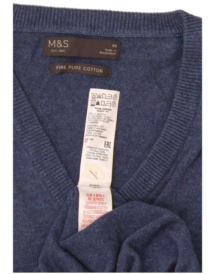 Marks & Spencer Herre V-hals sweater mellemblå bomuld