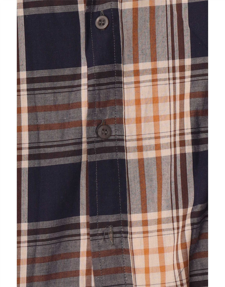 Vintage herreskjorte stor marineblå plaid polyester