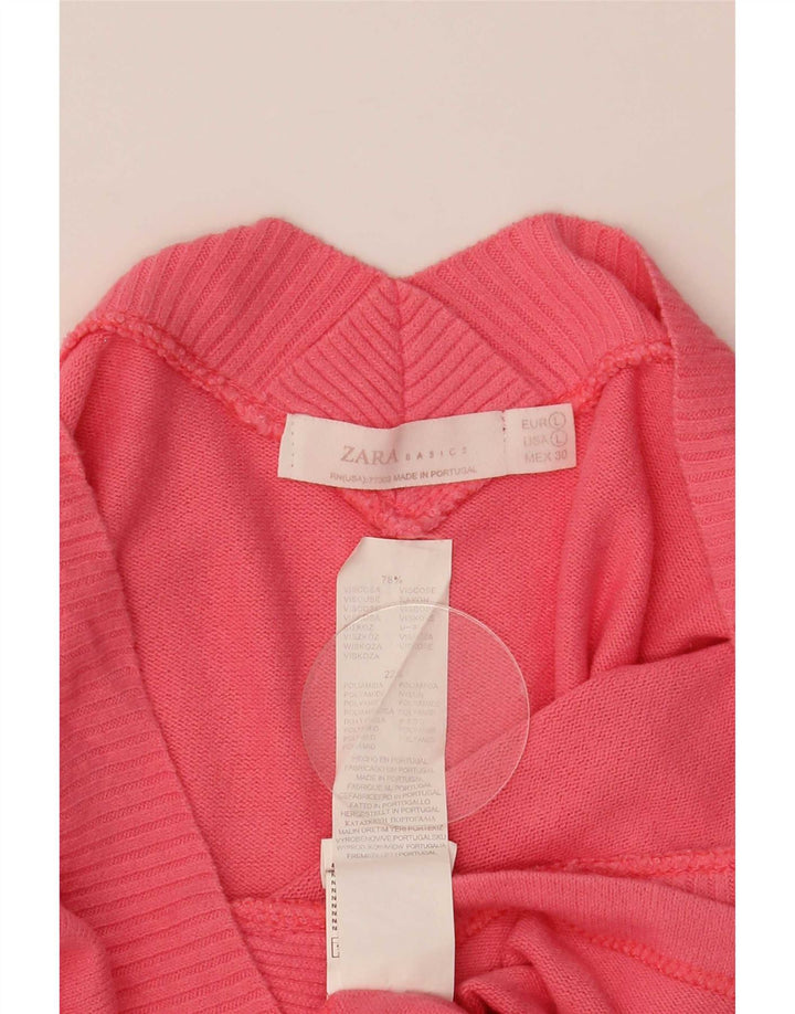 Zara Dame Top Langærmet UK 12 Large Pink Viscose
