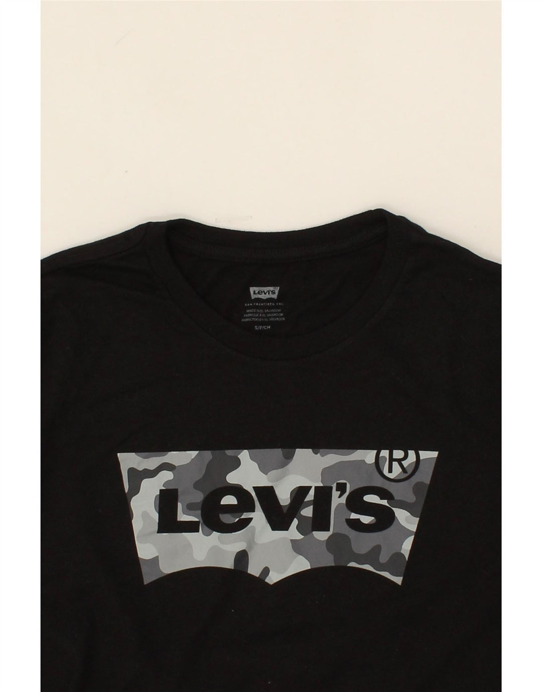 LEVI'S Mens Graphic T-Shirt Top Small Black Cotton Vintage Levi's and Second-Hand Levi's from Messina Hembry 