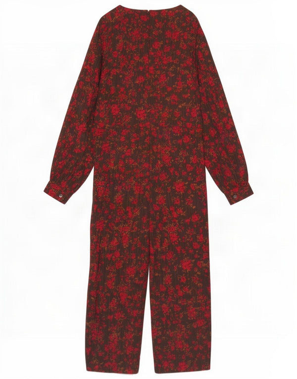 Minimum Dame Oversized Jumpsuit EU 36 Small Brown Floral Viscose