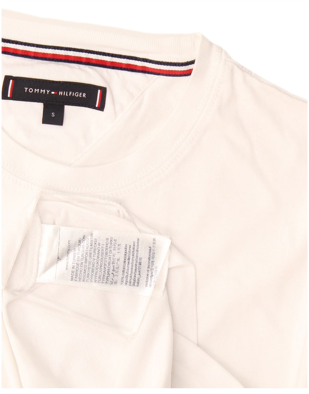 Tommy Hilfiger Herre T-Shirt Top Lille Hvid Bomuld