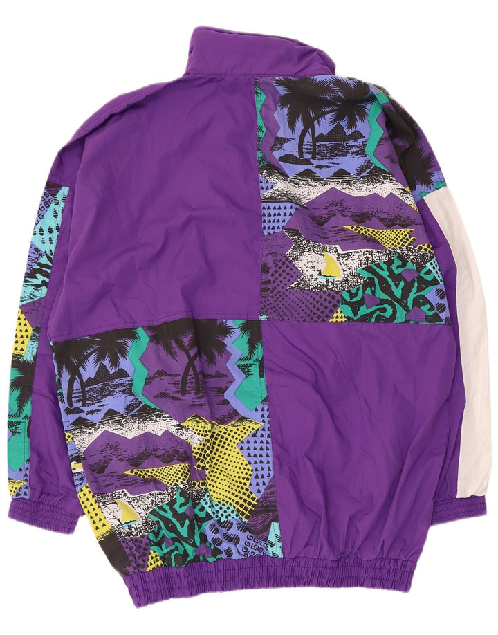 Vintage Dame Loose Fit Fuld træningsdragt UK 16 Large Purple Patchwork