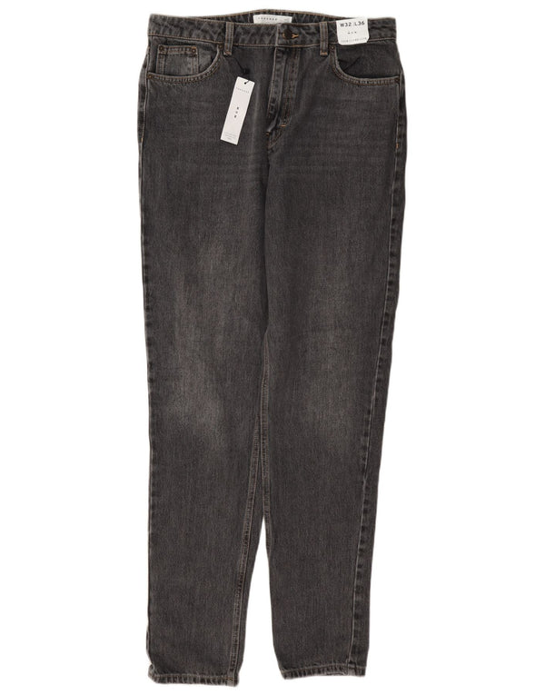 Topshop Dame Mom Tapered Jeans UK 14 Large W32 L36 Grå Bomuld