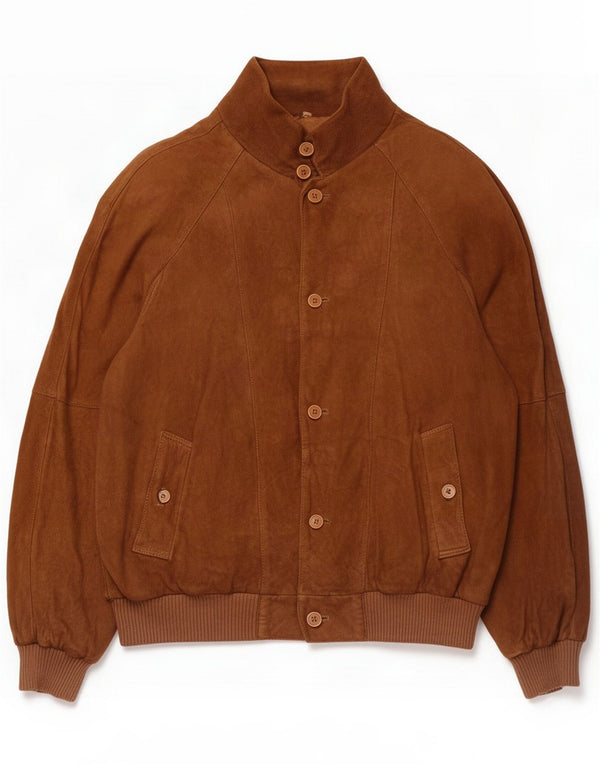 Vintage Herre Ruskind Bomber Jacket UK 38 Medium Brown Læder