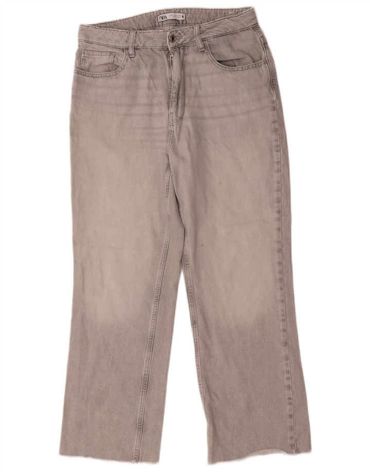 Zara Dame Straight Jeans EU 42 Large W32 L28 Grå Bomuld