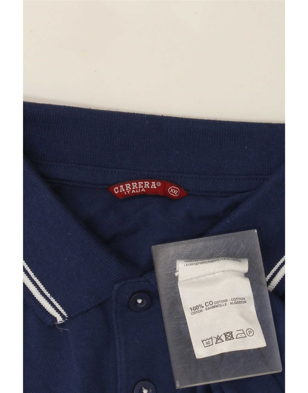 Carrera herre poloskjorte 2XL marineblå stribet bomuld