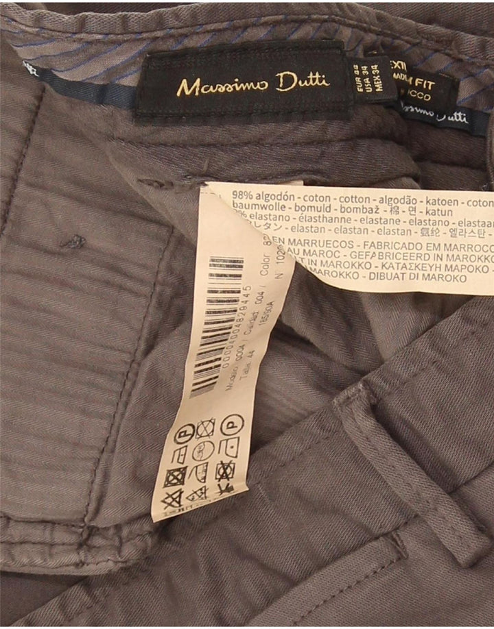 Massimo Dutti Herre Modern Fit Chinobukser EU 44 Large W34 L29 Grå