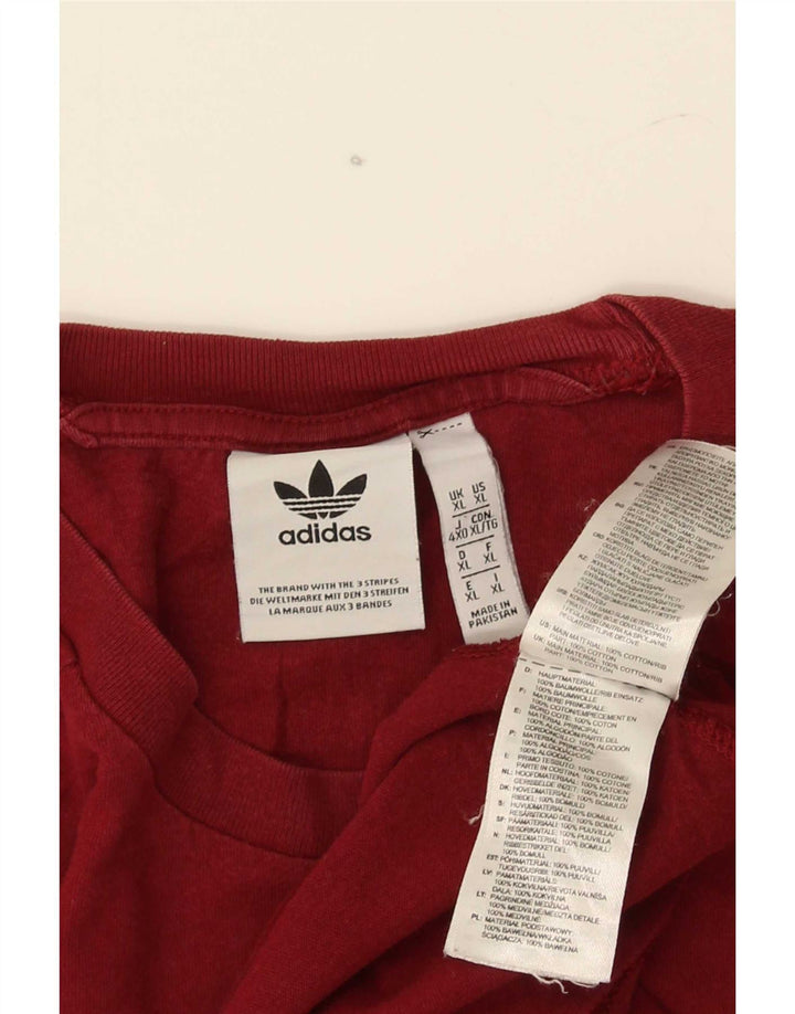 Adidas Herre T-Shirt Top XL Rød Bomuld