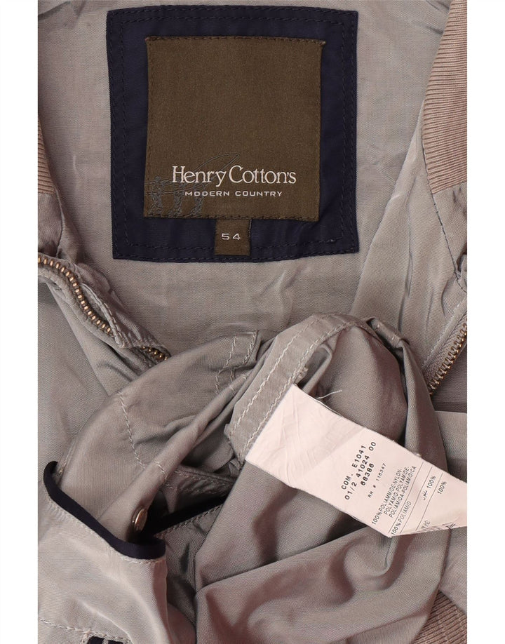HENRY COTTONS Mens Bomber Jacket IT 54 2XL Grey Polyamide