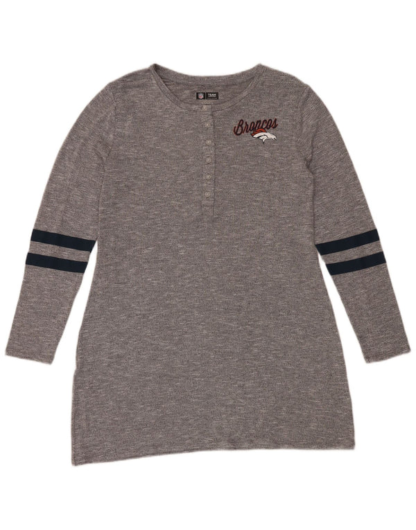 NFL Dame Denver Broncos Grafisk T-Shirt Kjole UK 18 XL Grå Stribet