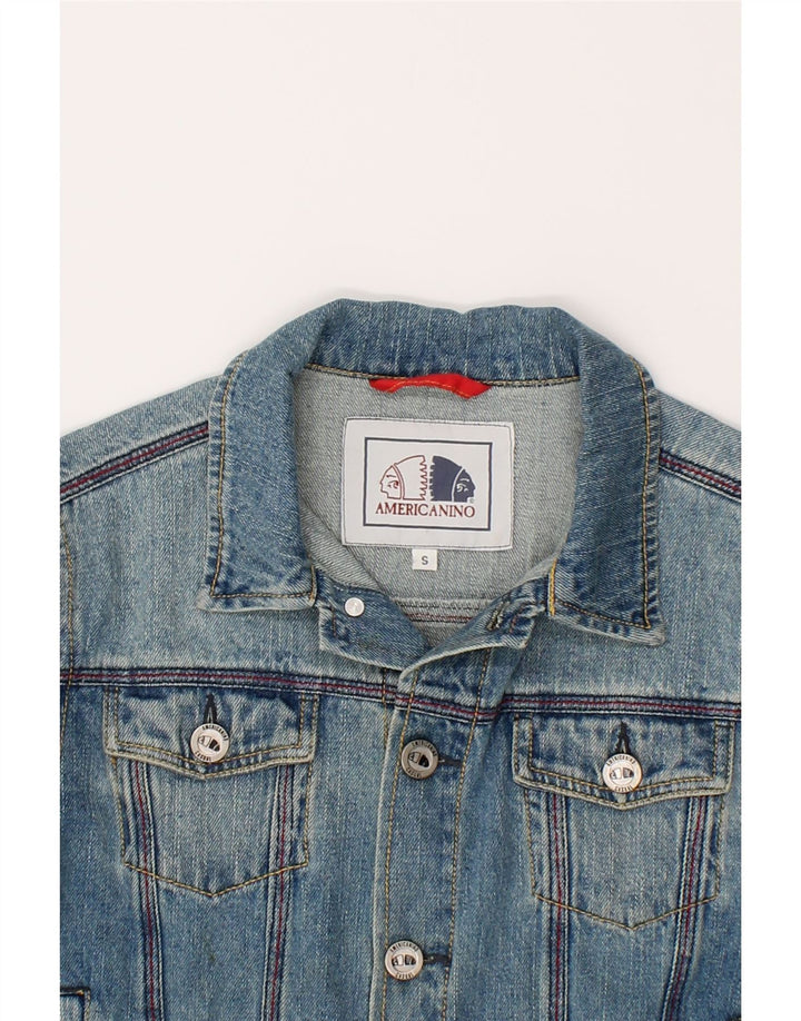 AMERICANINO Boys Graphic Denim Jacket 5-6 Years Small Blue Cotton Vintage Americanino and Second-Hand Americanino from Messina Hembry 