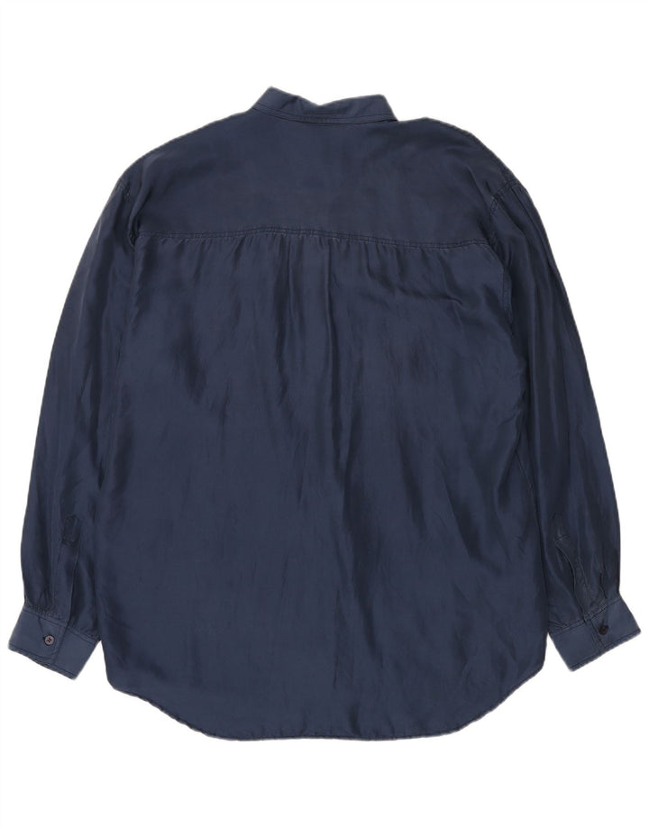 Vintage herreskjorte stor marineblå silke