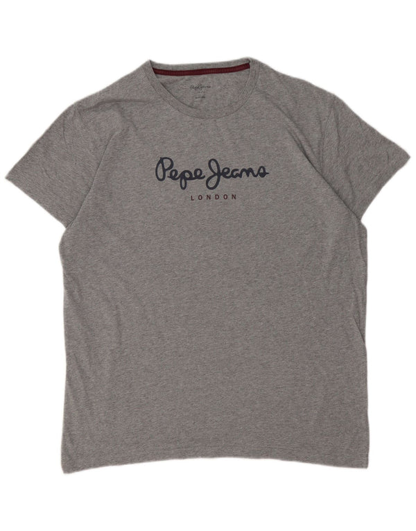 PEPE JEANS Dame almindelig grafisk T-shirt top UK 18 XL Grå