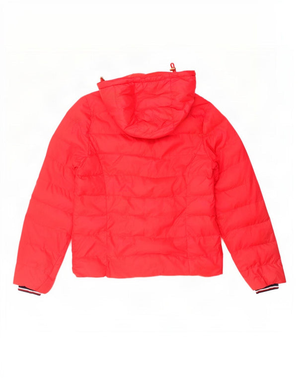 Tommy Hilfiger Dame Hættejakke UK 14 Medium Rød Polyamid