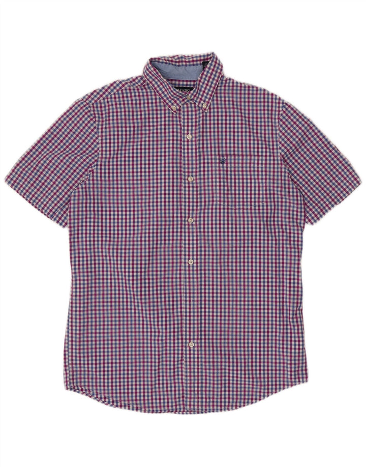 CHAPS Nem pleje kortærmet skjorte til mænd Medium Blue Gingham Cotton