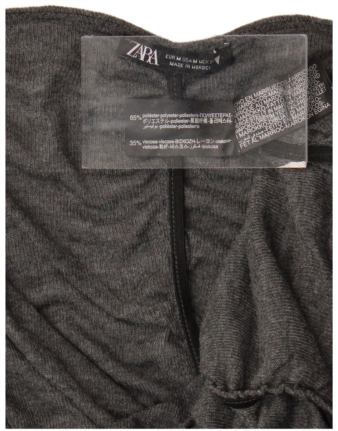 ZARA Damebluse Top UK 12 Medium Grå Polyester