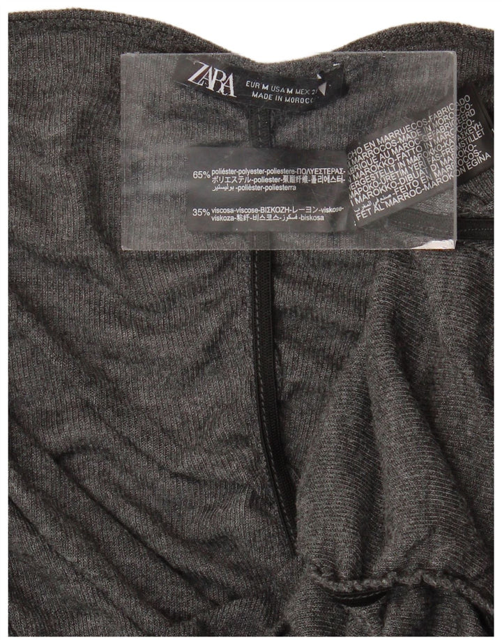ZARA Damebluse Top UK 12 Medium Grå Polyester
