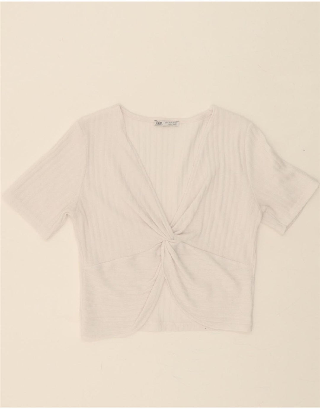 ZARA Womens Crop Blouse Top UK 12 Medium White Vintage Zara and Second-Hand Zara from Messina Hembry 