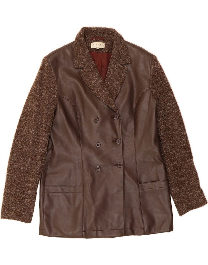 HENNES Womens Double Breasted Blazer Jacket IT 44 Medium Brown Vintage Hennes and Second-Hand Hennes from Messina Hembry 