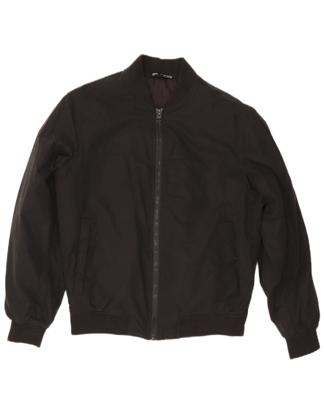 Zara Herre Loose Fit Bomber Jacket UK 36 Small Black Polyester