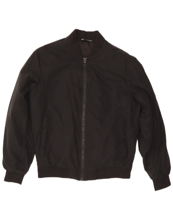 Zara Herre Loose Fit Bomber Jacket UK 36 Small Black Polyester