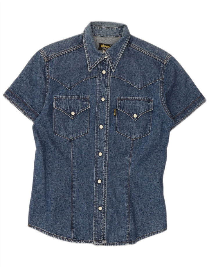 Vitamina Kortærmet denimskjorte til kvinder UK 14 Medium Blue