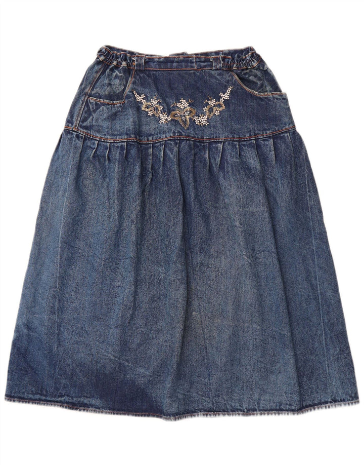 VINTAGE denimnederdel til kvinder W30 Medium Blue Colourblock