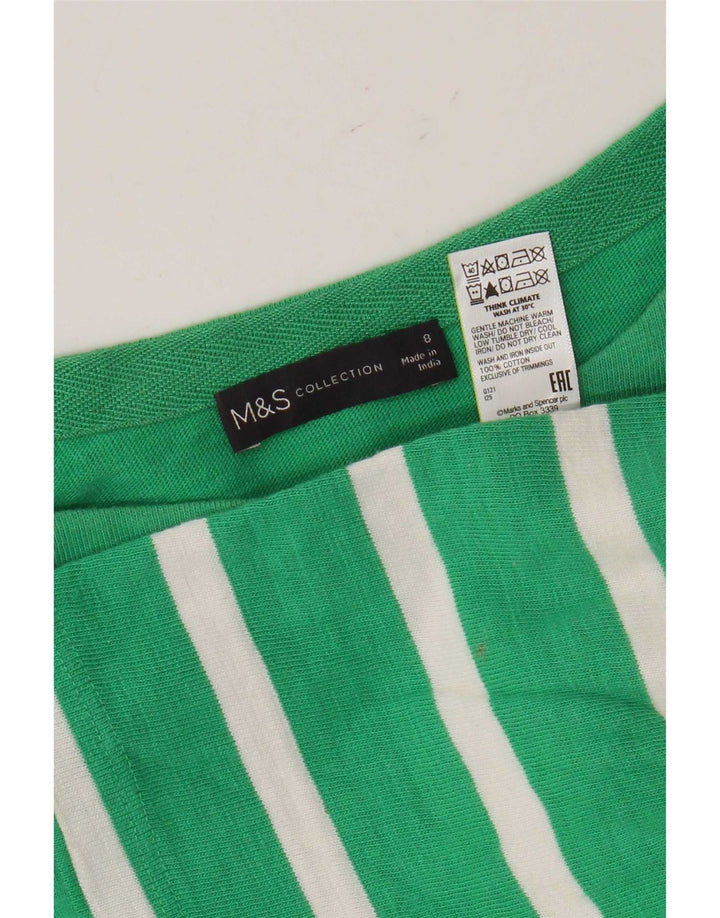 Marks & Spencer Dame Oversized Top 3/4 ærme UK 8 Lille Grøn Stribet