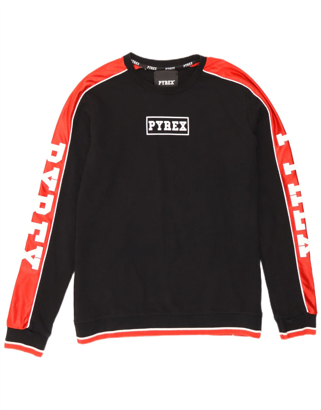 Pyrex Herre grafisk sweatshirt Jumper Medium Sort Colourblock Bomuld
