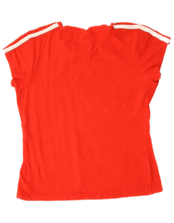 Adidas Dame Grafisk T-Shirt Top UK 14 Medium Rød Bomuld