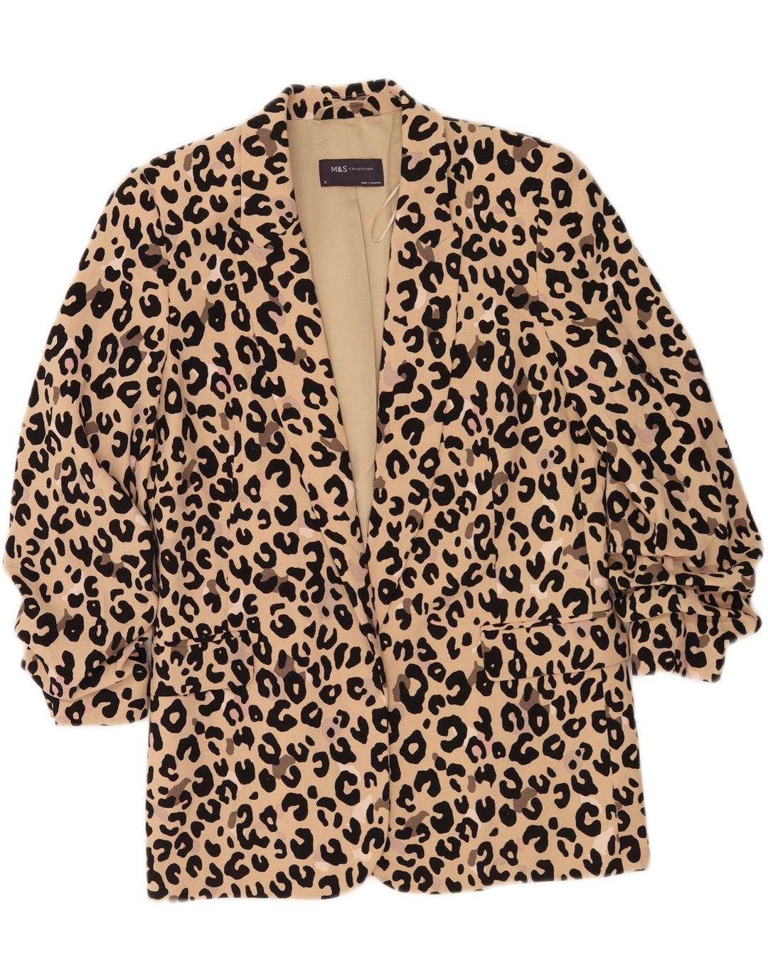 Marks & Spencer Womens Oversized 3/4 Sleeve Blazer Jacket UK 10 Small Beige