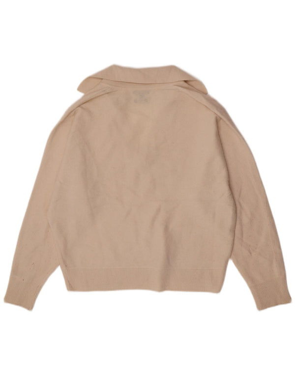 Massimo Dutti Womens Polo Neck Jumper Sweater UK 10 Small Off White