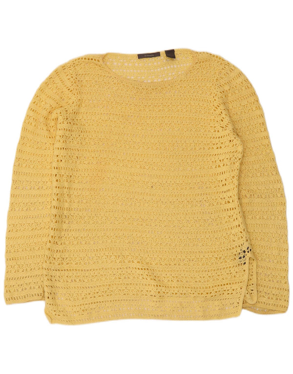 Liz Claiborne Dame Se Through Boat Neck Jumper Sweater UK 14 Medium Yell