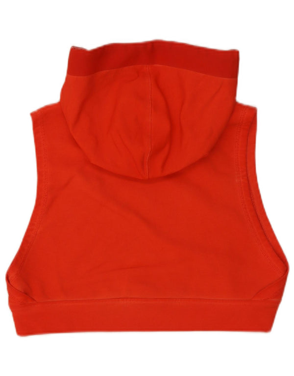 Reebok Dame Crop Graphic Ærmeløs Hoodie Jumper UK 14 Large Orange