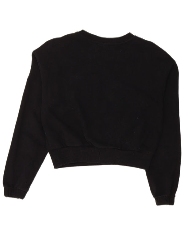 CALVIN KLEIN JEANS Womens Crop Sweatshirt Jumper UK 10 Small Black